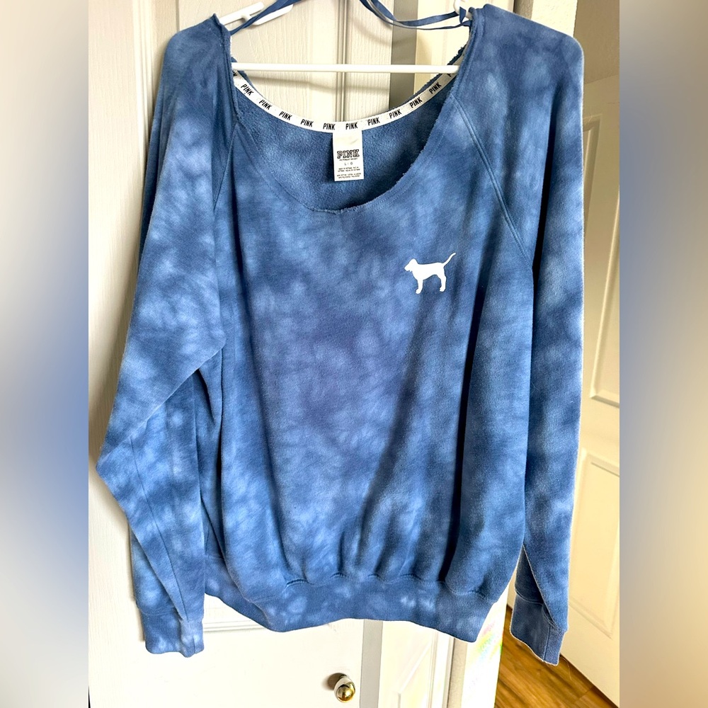 Blue Tie-Dye Sweatshirt Pink